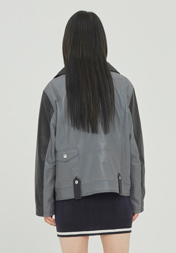 ロマンティッククラウン(ROMANTIC CROWN) TONE ON TONE LEATHER RIDER JACKET_BLACK