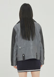 ロマンティッククラウン(ROMANTIC CROWN) TONE ON TONE LEATHER RIDER JACKET_BLACK