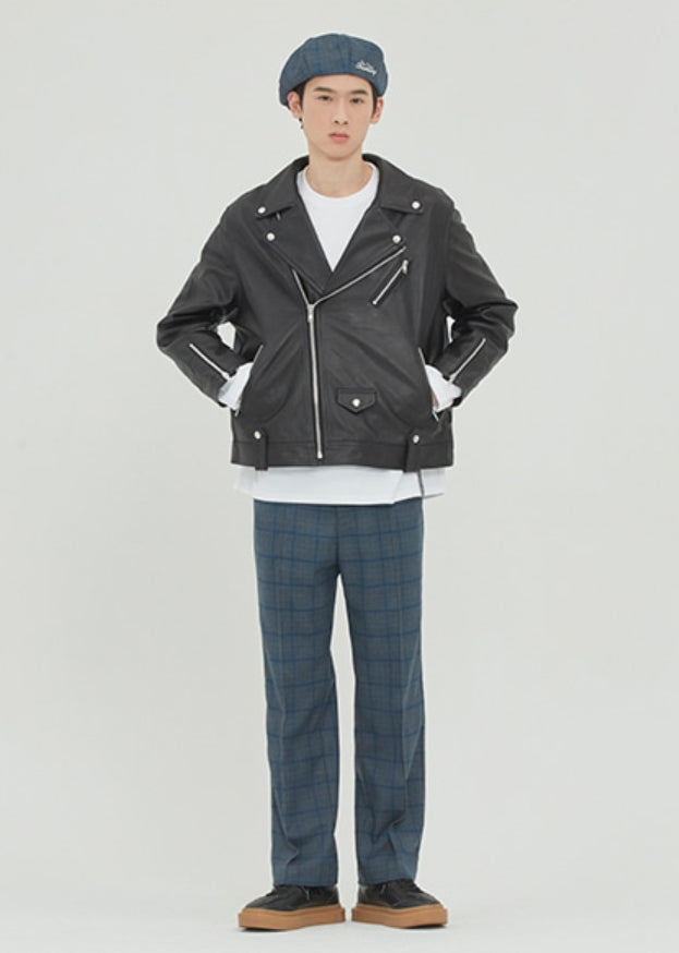 ロマンティッククラウン(ROMANTIC CROWN) TONE ON TONE LEATHER RIDER JACKET_BLACK