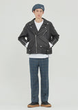 ロマンティッククラウン(ROMANTIC CROWN) TONE ON TONE LEATHER RIDER JACKET_BLACK