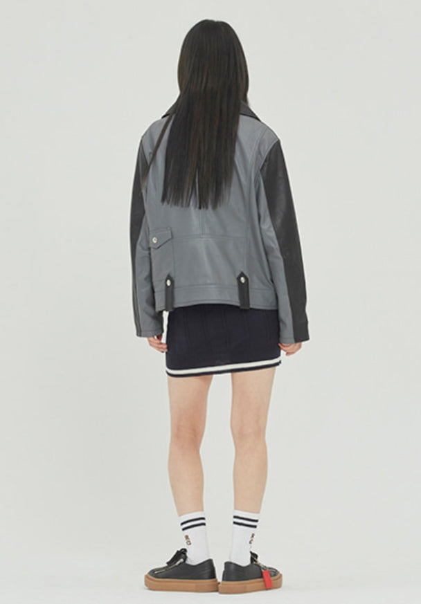ロマンティッククラウン(ROMANTIC CROWN) TONE ON TONE LEATHER RIDER JACKET_BLACK