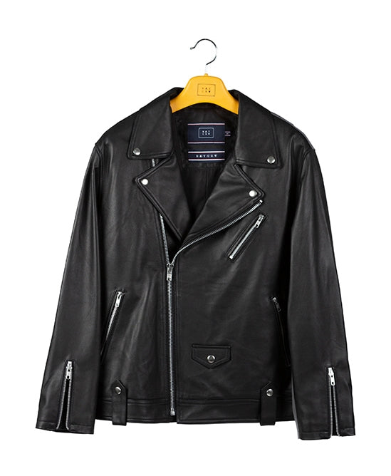 ロマンティッククラウン(ROMANTIC CROWN) TONE ON TONE LEATHER RIDER JACKET_BLACK