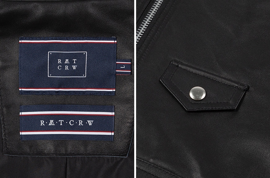 ロマンティッククラウン(ROMANTIC CROWN) TONE ON TONE LEATHER RIDER JACKET_BLACK
