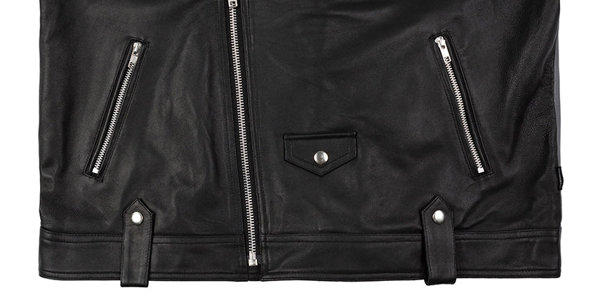 ロマンティッククラウン(ROMANTIC CROWN) TONE ON TONE LEATHER RIDER JACKET_BLACK
