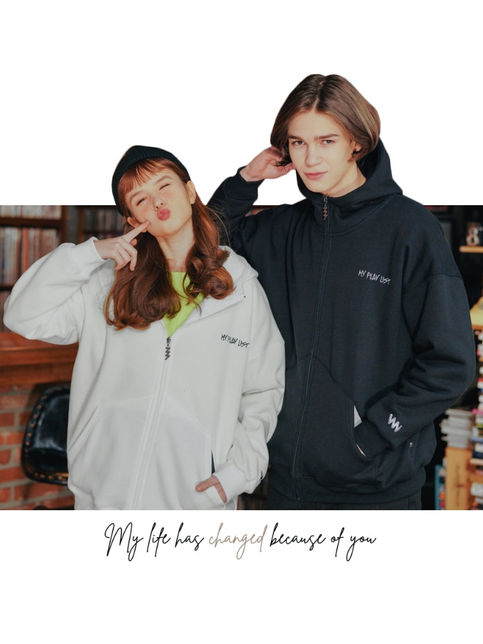 ダブルユーブイプロジェクト(WV PROJECT) MY PLAY LIST HOOD ZIPUP BLACK SYHD7362