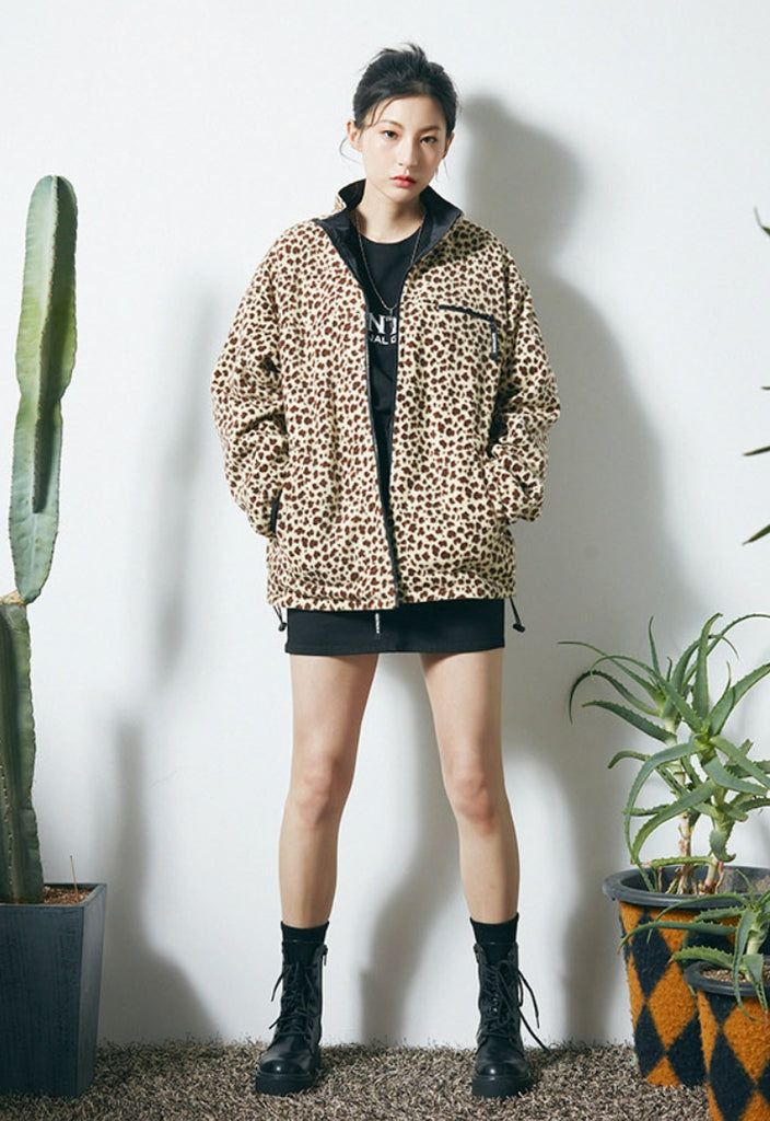 セイントペイン(SAINTPAIN)  SP MONO REVERSIBLE FLEECE JACKET-LEOPARD