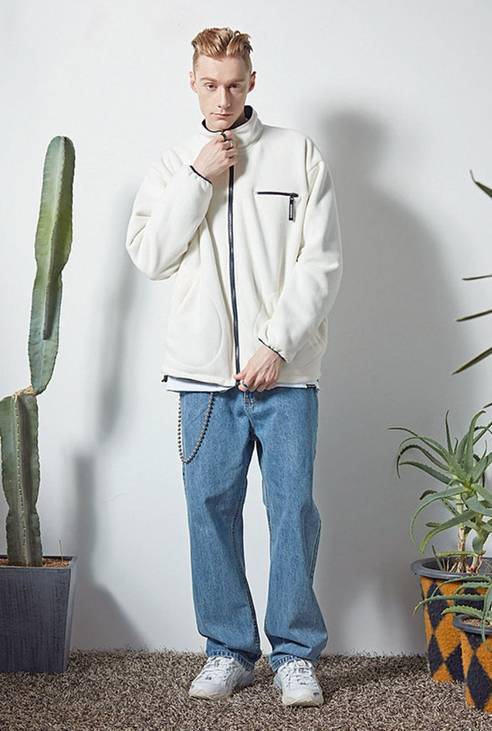 セイントペイン(SAINTPAIN)  SP MONO REVERSIBLE FLEECE JACKET-WHITE