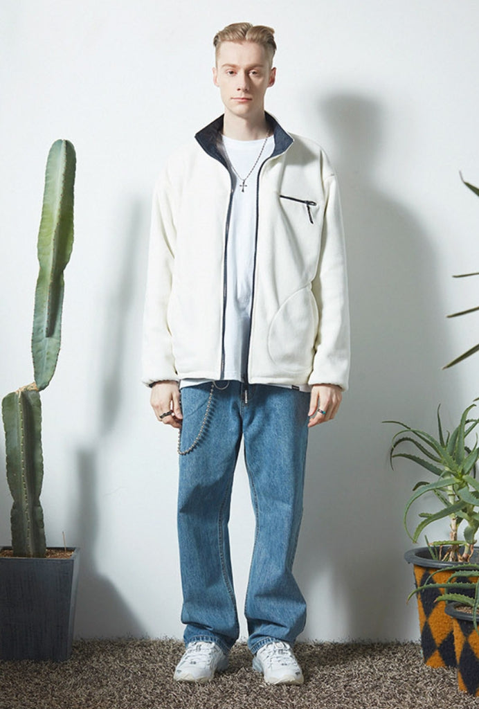 セイントペイン(SAINTPAIN)  SP MONO REVERSIBLE FLEECE JACKET-WHITE