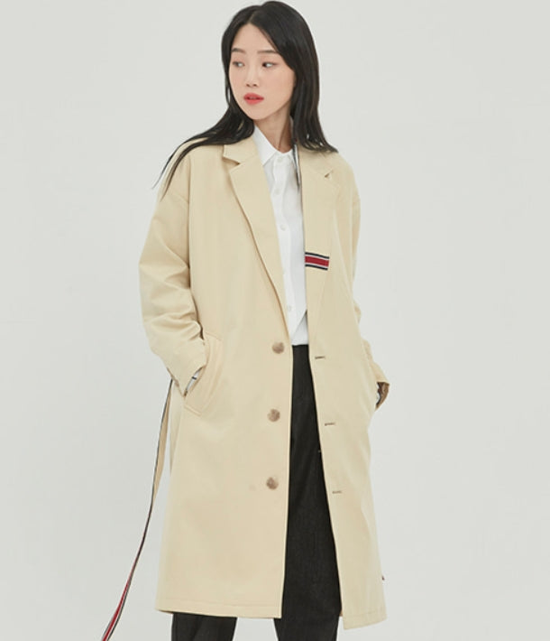 ロマンティッククラウン(ROMANTIC CROWN)BELT TAPE OVERFIT COAT_OATMEAL