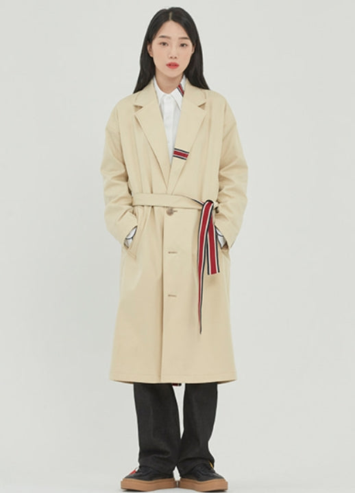 ロマンティッククラウン(ROMANTIC CROWN)BELT TAPE OVERFIT COAT_OATMEAL