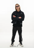オーワイ(OY)  CUTTING DENIM JACKET-BLACK