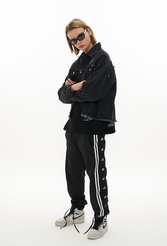オーワイ(OY)  CUTTING DENIM JACKET-BLACK