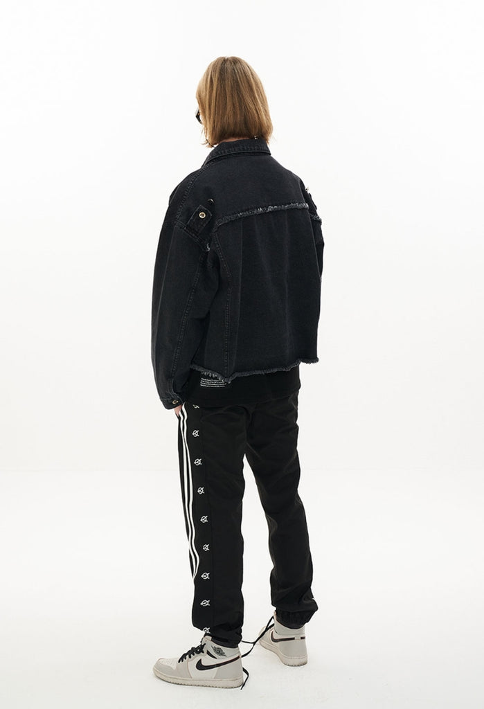 オーワイ(OY)  CUTTING DENIM JACKET-BLACK