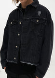 オーワイ(OY)  CUTTING DENIM JACKET-BLACK