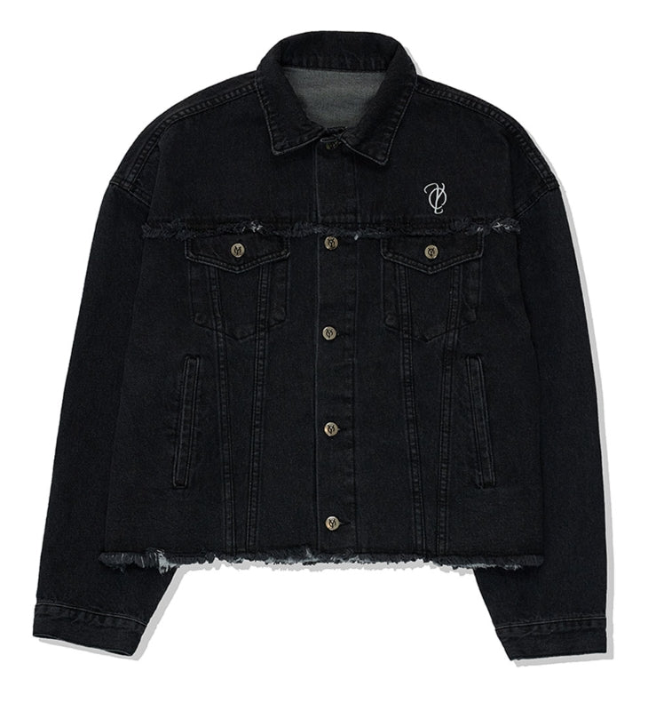 オーワイ(OY)  CUTTING DENIM JACKET-BLACK