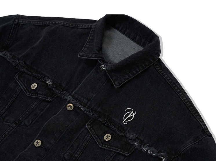 オーワイ(OY)  CUTTING DENIM JACKET-BLACK
