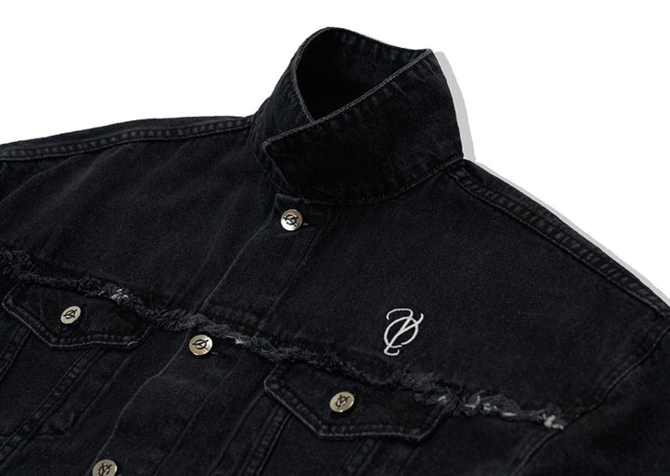オーワイ(OY)  CUTTING DENIM JACKET-BLACK