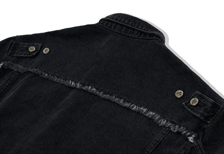 オーワイ(OY)  CUTTING DENIM JACKET-BLACK
