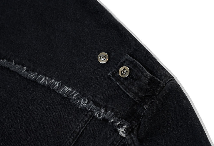 オーワイ(OY)  CUTTING DENIM JACKET-BLACK