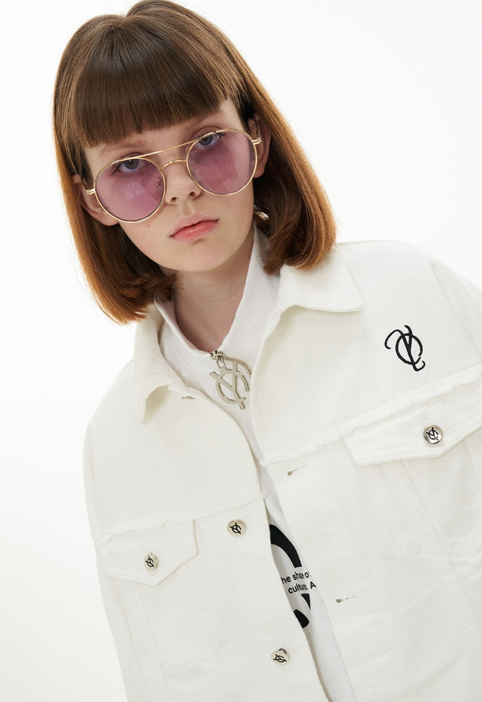 オーワイ(OY)  CUTTING DENIM JACKET-CREAM