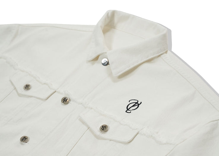 オーワイ(OY)  CUTTING DENIM JACKET-CREAM