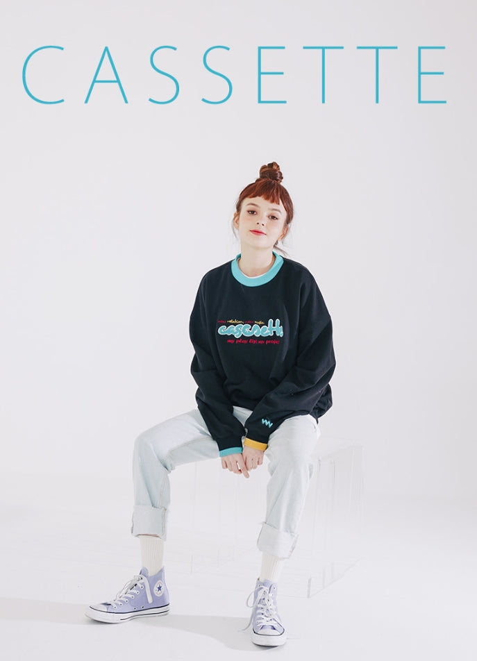 ダブルユーブイプロジェクト(WV PROJECT)  CASSETTE SWEAT SHIRTS BLACK SYMT7364