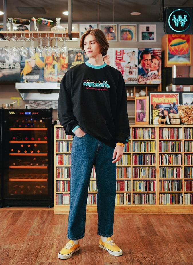 ダブルユーブイプロジェクト(WV PROJECT)  CASSETTE SWEAT SHIRTS BLACK SYMT7364