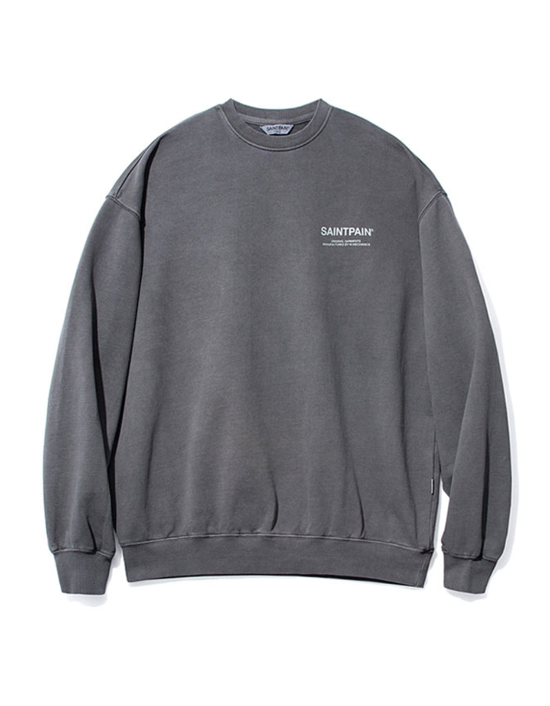 セイントペイン(SAINTPAIN)  SP PIGMENT VRTN LOGO CREW NECK-GRAY