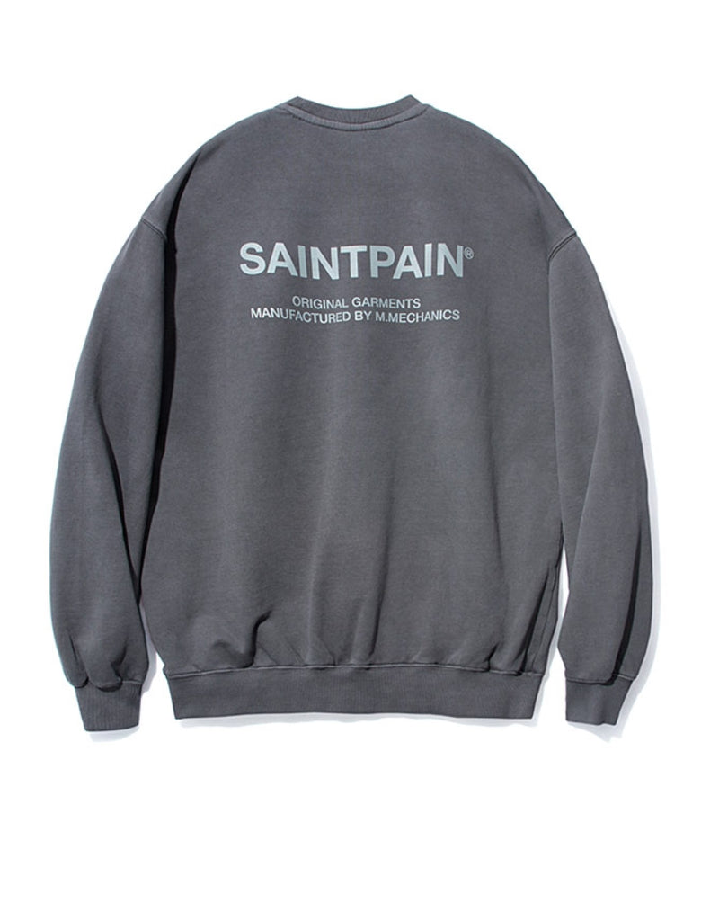 セイントペイン(SAINTPAIN)  SP PIGMENT VRTN LOGO CREW NECK-GRAY