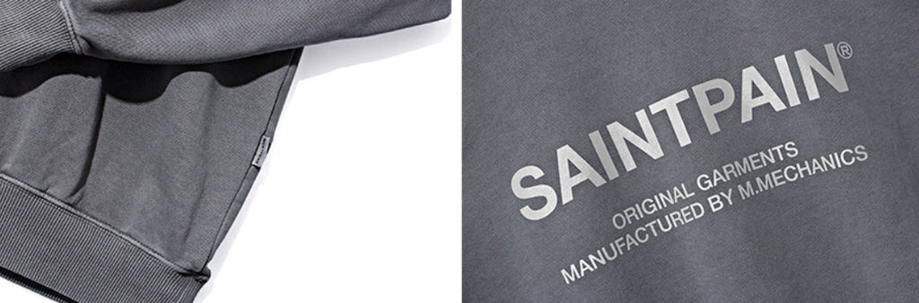 セイントペイン(SAINTPAIN)  SP PIGMENT VRTN LOGO CREW NECK-GRAY