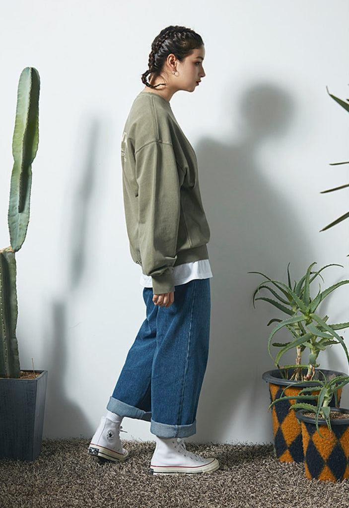 セイントペイン(SAINTPAIN)  SP PIGMENT VRTN LOGO CREW NECK-KHAKI