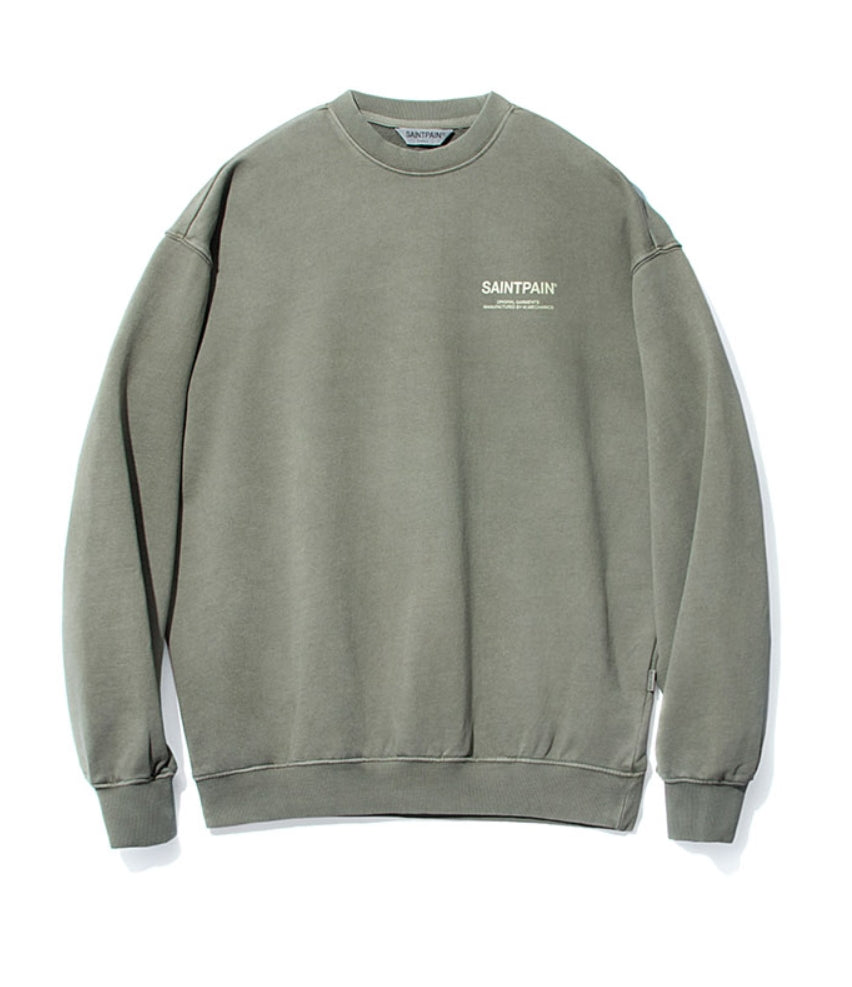 セイントペイン(SAINTPAIN)  SP PIGMENT VRTN LOGO CREW NECK-KHAKI