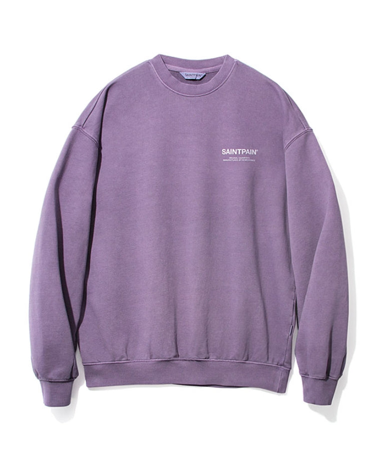 セイントペイン(SAINTPAIN)  SP PIGMENT VRTN LOGO CREW NECK-PURPLE