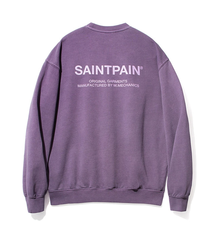 セイントペイン(SAINTPAIN)  SP PIGMENT VRTN LOGO CREW NECK-PURPLE