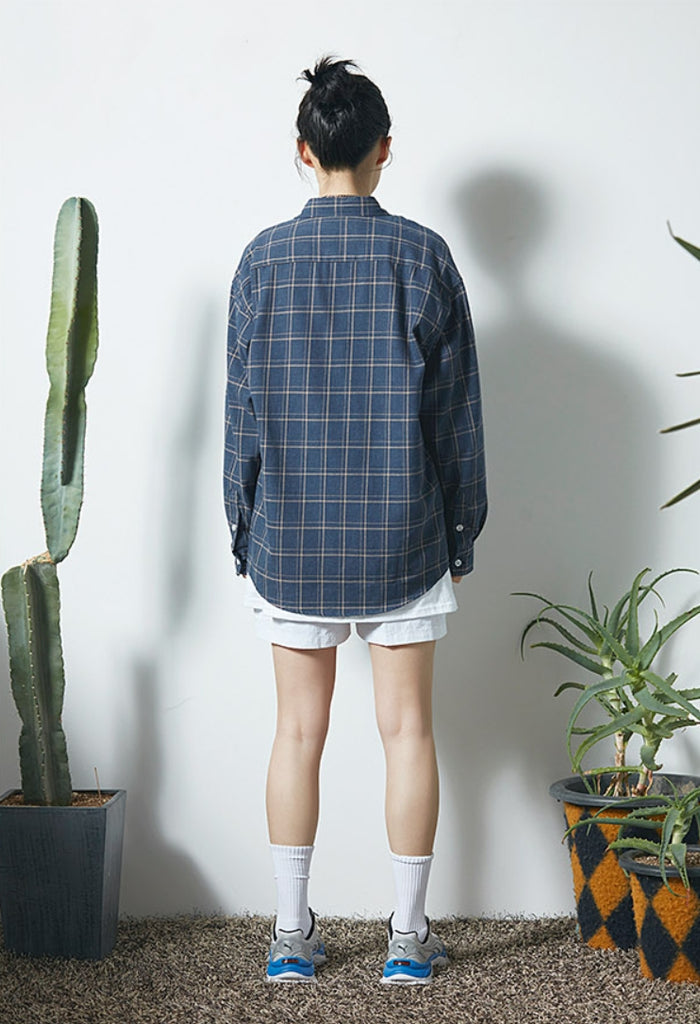 セイントペイン(SAINTPAIN) SP DOUBLE PANE CHECK SHIRTS-BLUE
