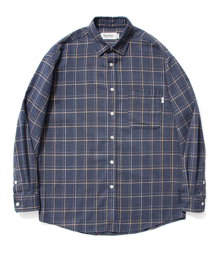 セイントペイン(SAINTPAIN) SP DOUBLE PANE CHECK SHIRTS-BLUE