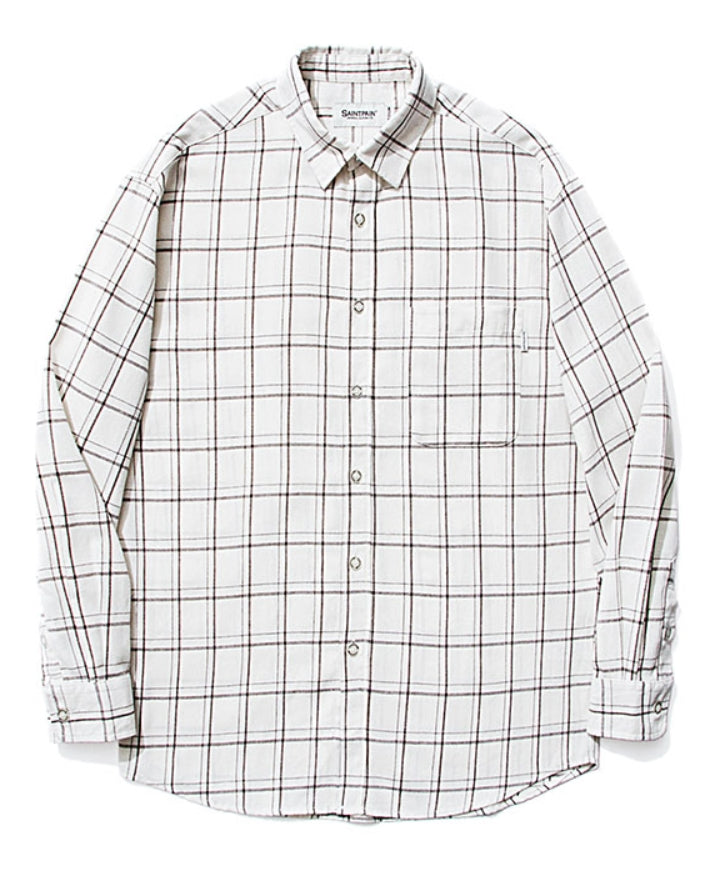 セイントペイン(SAINTPAIN) SP DOUBLE PANE CHECK SHIRTS-IVORY