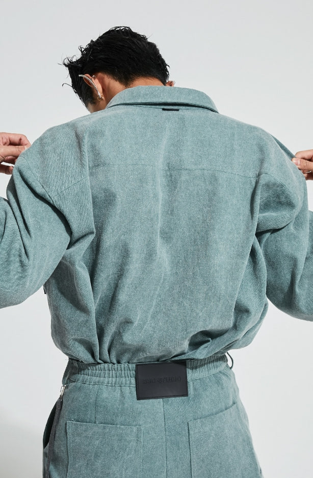 イーエスシースタジオ(ESC STUDIO)  Denim pocket shirt (mint)