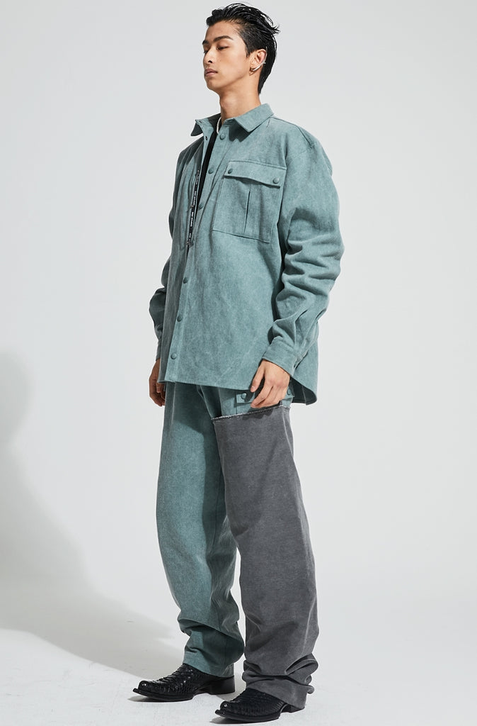 イーエスシースタジオ(ESC STUDIO)  Denim pocket shirt (mint)