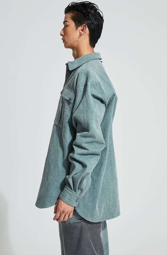イーエスシースタジオ(ESC STUDIO)  Denim pocket shirt (mint)