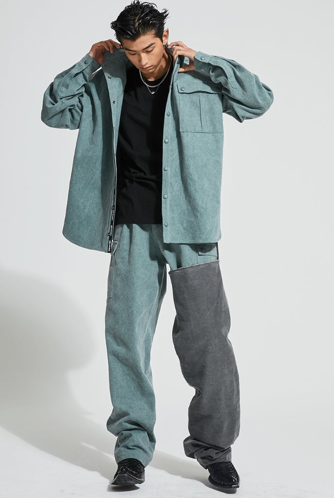 イーエスシースタジオ(ESC STUDIO)  Denim pocket shirt (mint)