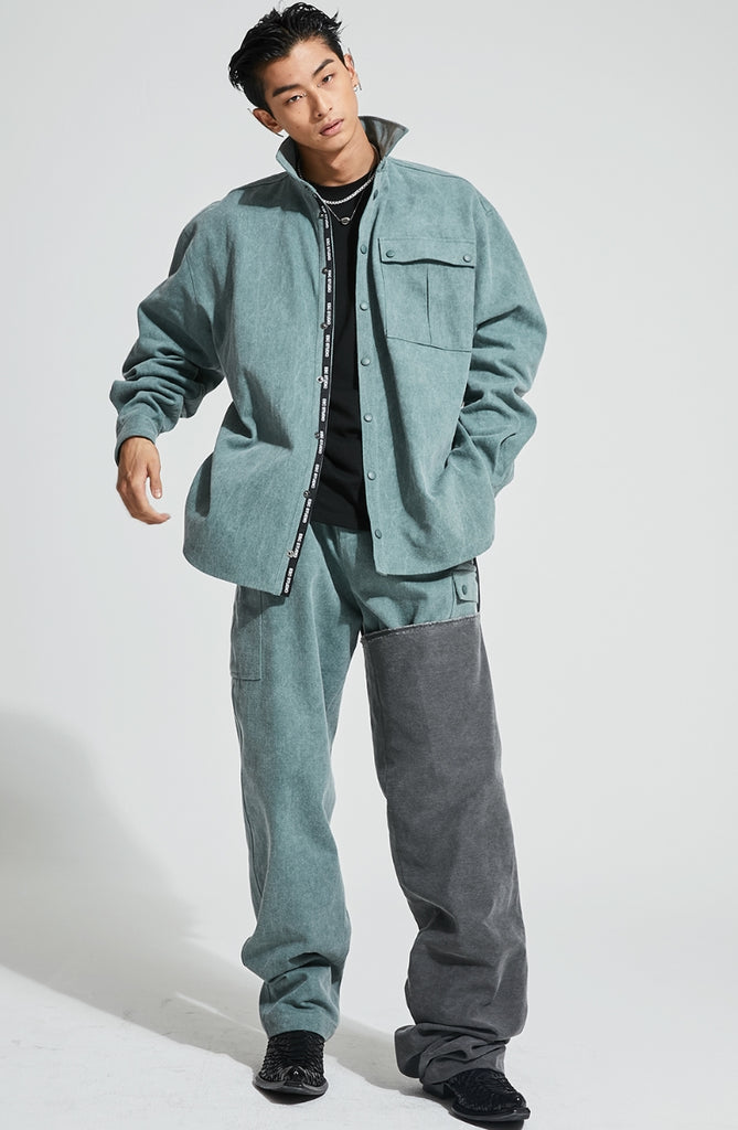 イーエスシースタジオ(ESC STUDIO)  Denim pocket shirt (mint)
