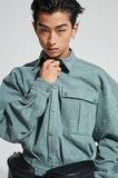 イーエスシースタジオ(ESC STUDIO)  Denim pocket shirt (mint)