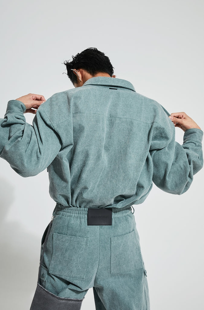 イーエスシースタジオ(ESC STUDIO)  Denim pocket shirt (mint)
