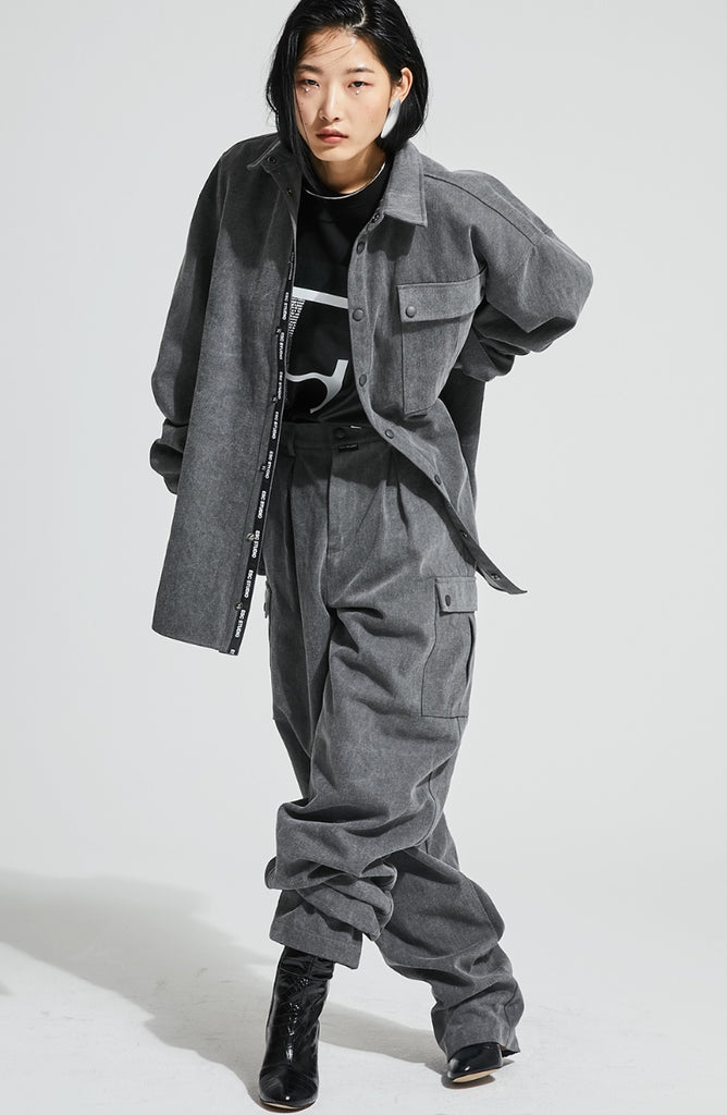 イーエスシースタジオ(ESC STUDIO)  Denim pocket shirt (grey)