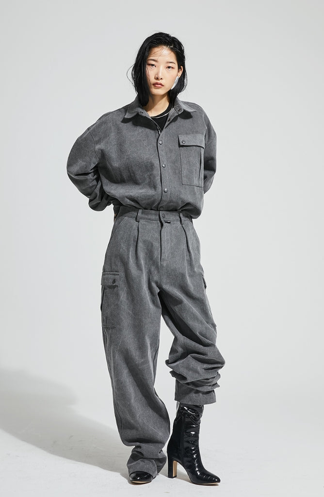 イーエスシースタジオ(ESC STUDIO)  Denim pocket shirt (grey)