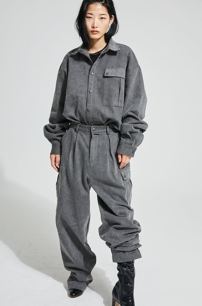 イーエスシースタジオ(ESC STUDIO)  Denim pocket shirt (grey)