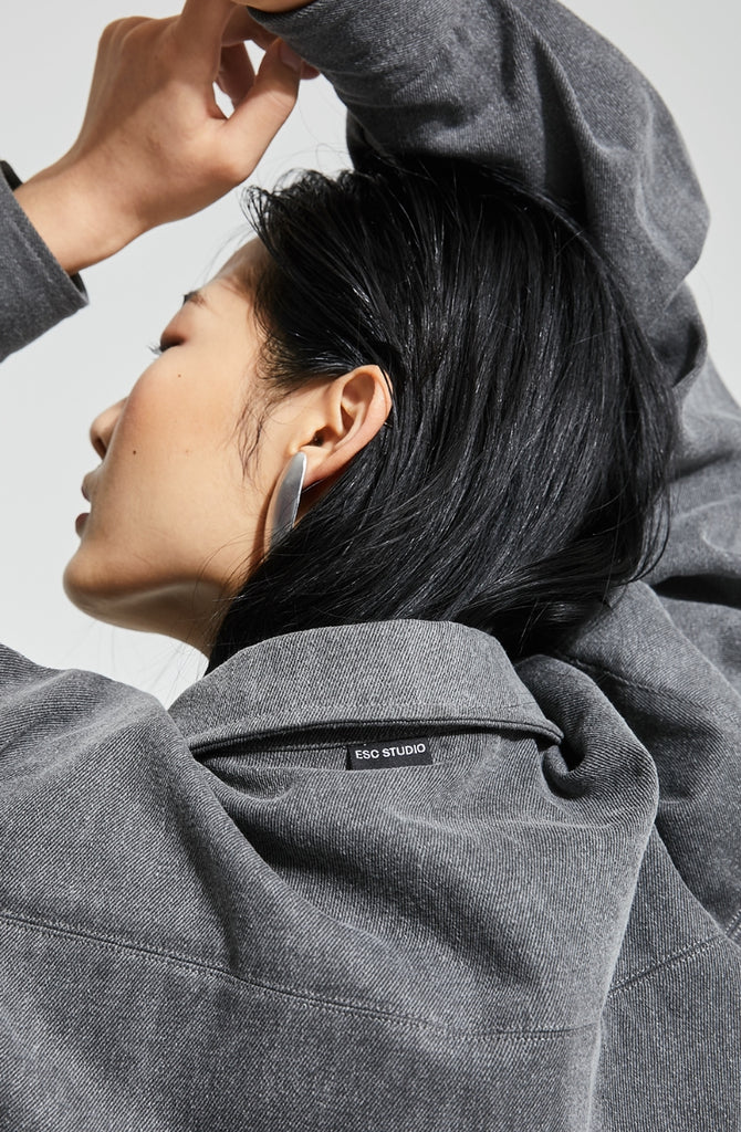 イーエスシースタジオ(ESC STUDIO)  Denim pocket shirt (grey)