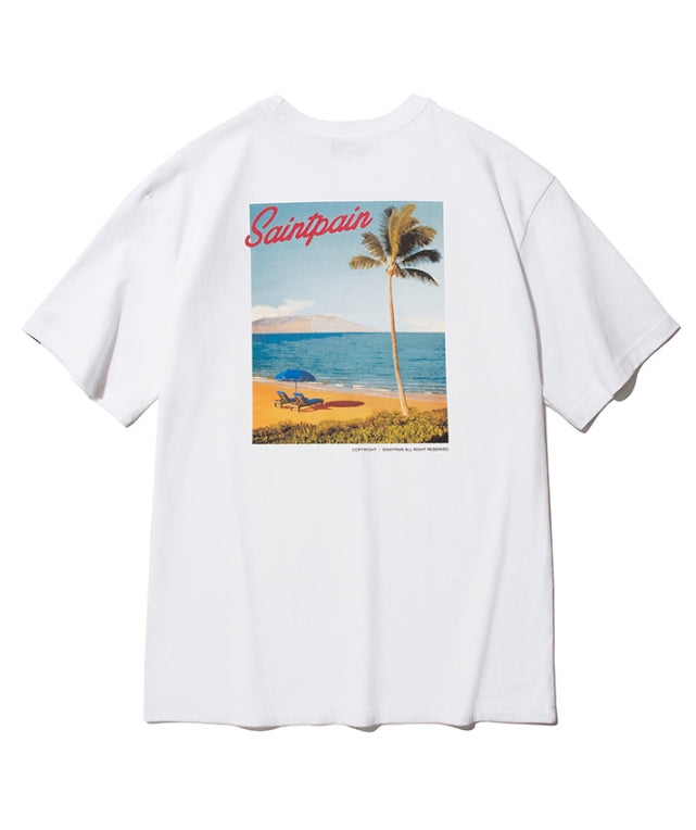 セイントペイン(SAINTPAIN) SP SEASIDE PALM TREE TEE-WHITE