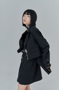 オージーオーディー(OZOD) CROP BLAZER_black
